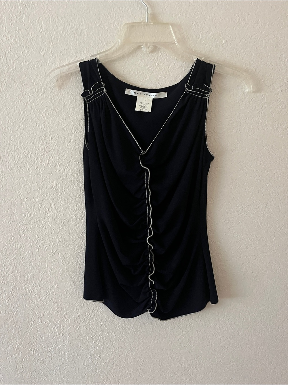 Max Studio Black Camisole with White Contrast Trim